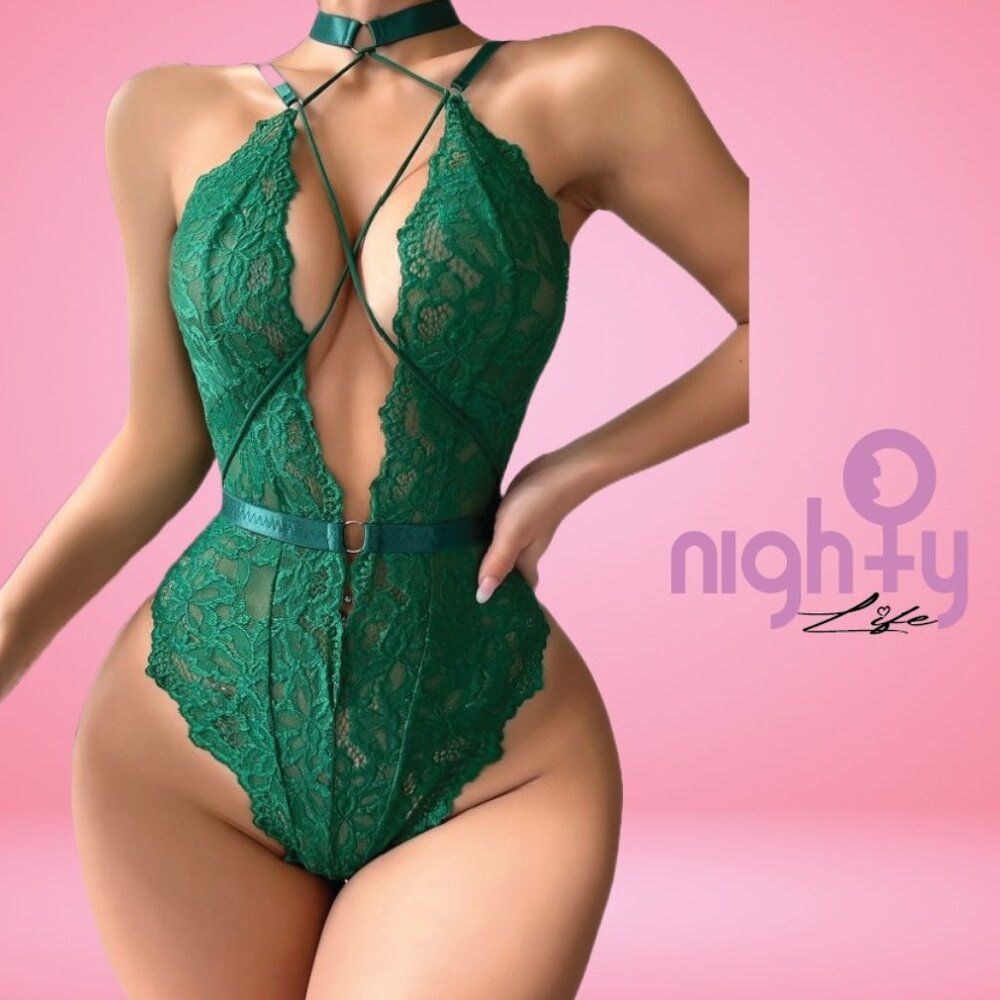 Criss Cross Teddy with Choker Lingerie
